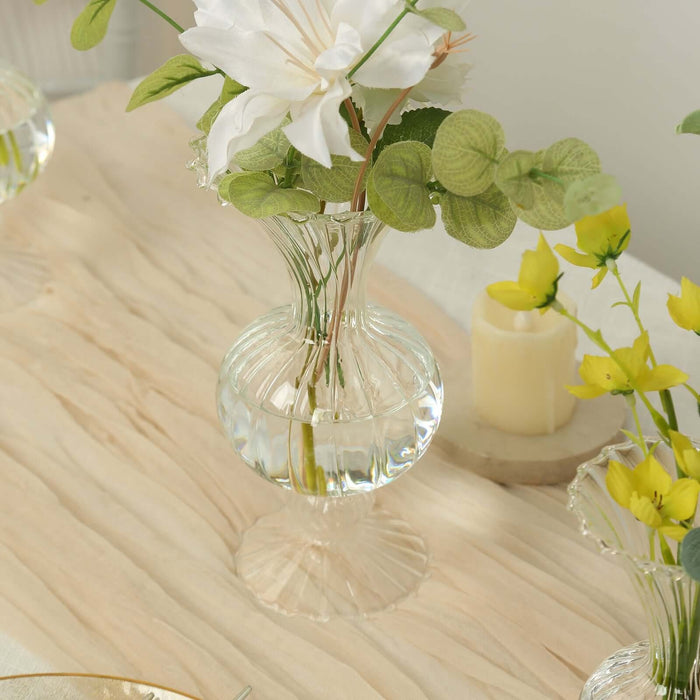 4 Nordic Style Glass Flower Vases with Petals Texture