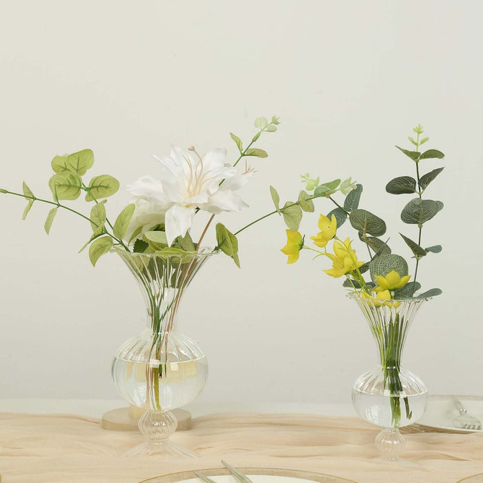 4 Nordic Style Glass Flower Vases with Petals Texture