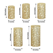 5 Sequin Mesh Cylinder Display Box Stand Covers with Leaf Vine Embroidery