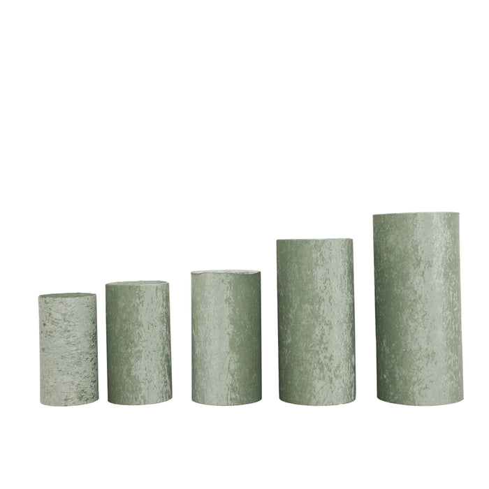 5 Crushed Velvet Cylinder Display Stand Covers Set