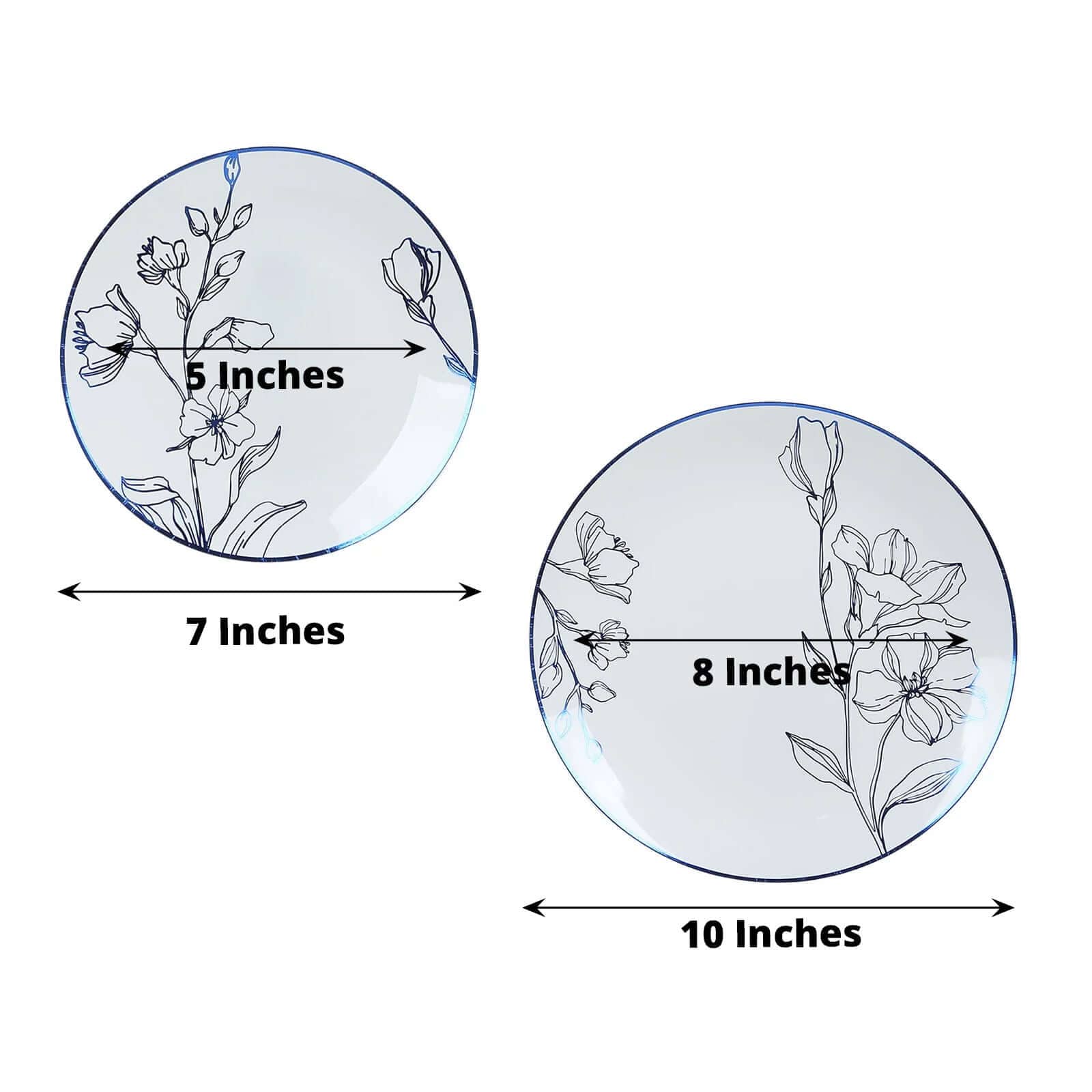 20 Round Plastic Salad Dinner Plates with Gold Floral Design - Disposable Tableware