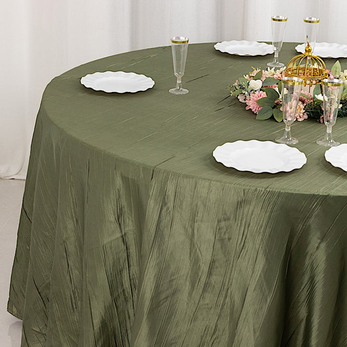 120" Accordion Crinkled Taffeta Round Tablecloth