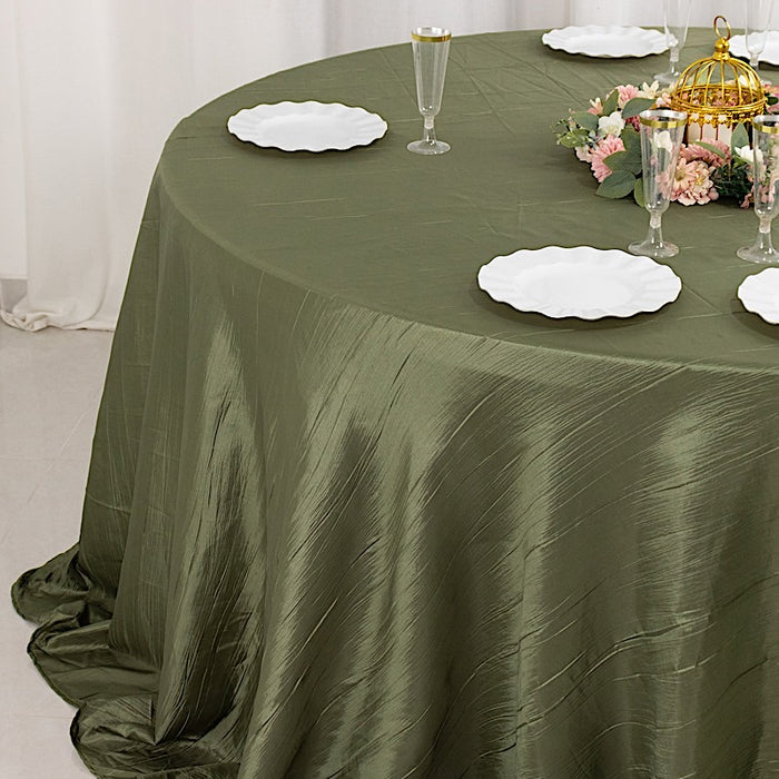 132" Accordion Crinkled Taffeta Round Tablecloth