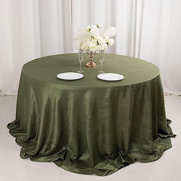 132" Accordion Crinkled Taffeta Round Tablecloth