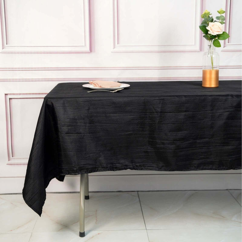 60" x 102" Accordion Metallic Crinkled Taffeta Rectangular Tablecloth