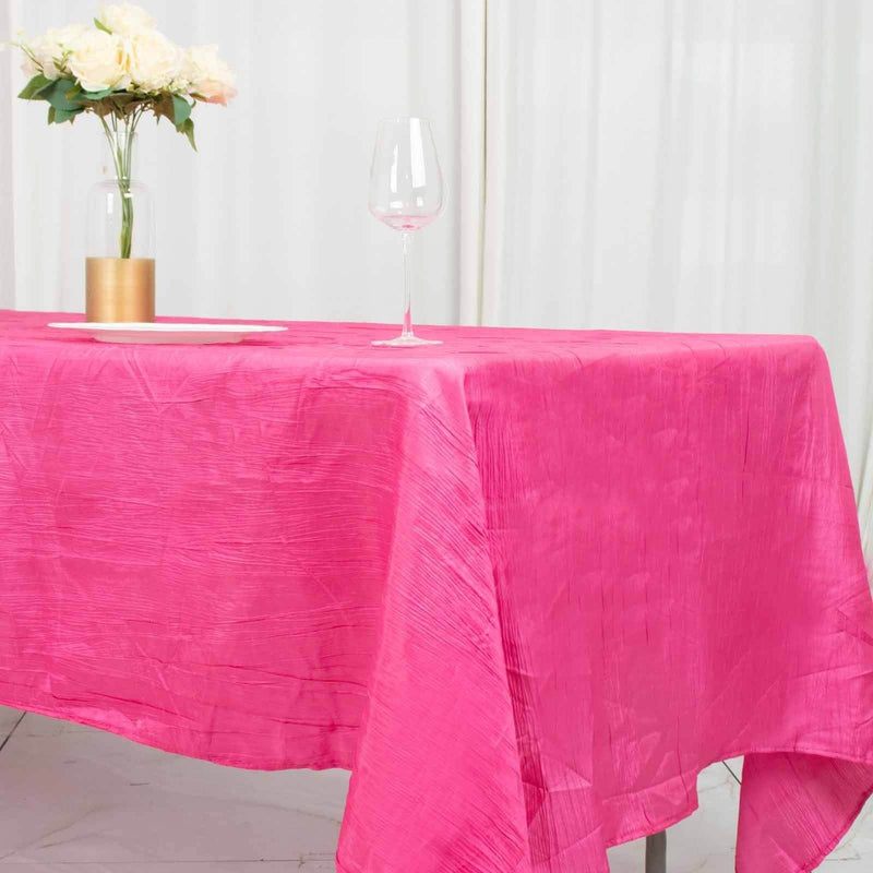 60" x 102" Accordion Metallic Crinkled Taffeta Rectangular Tablecloth