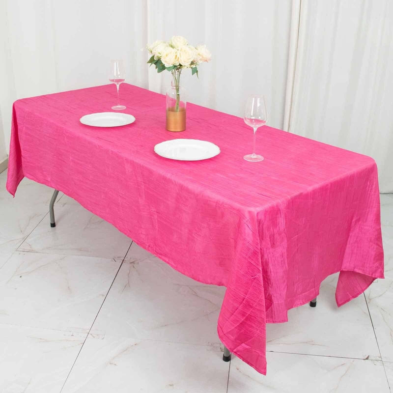 60" x 102" Accordion Metallic Crinkled Taffeta Rectangular Tablecloth