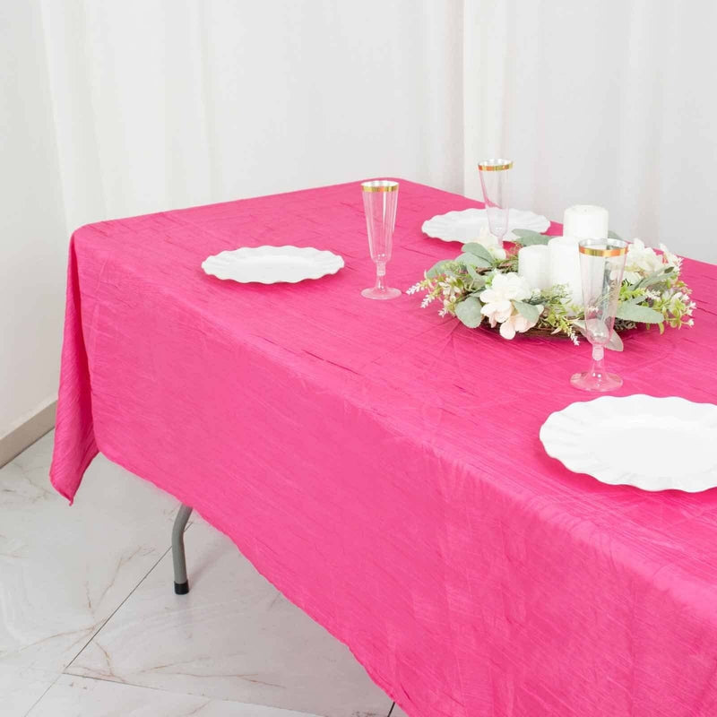 60" x 102" Accordion Metallic Crinkled Taffeta Rectangular Tablecloth