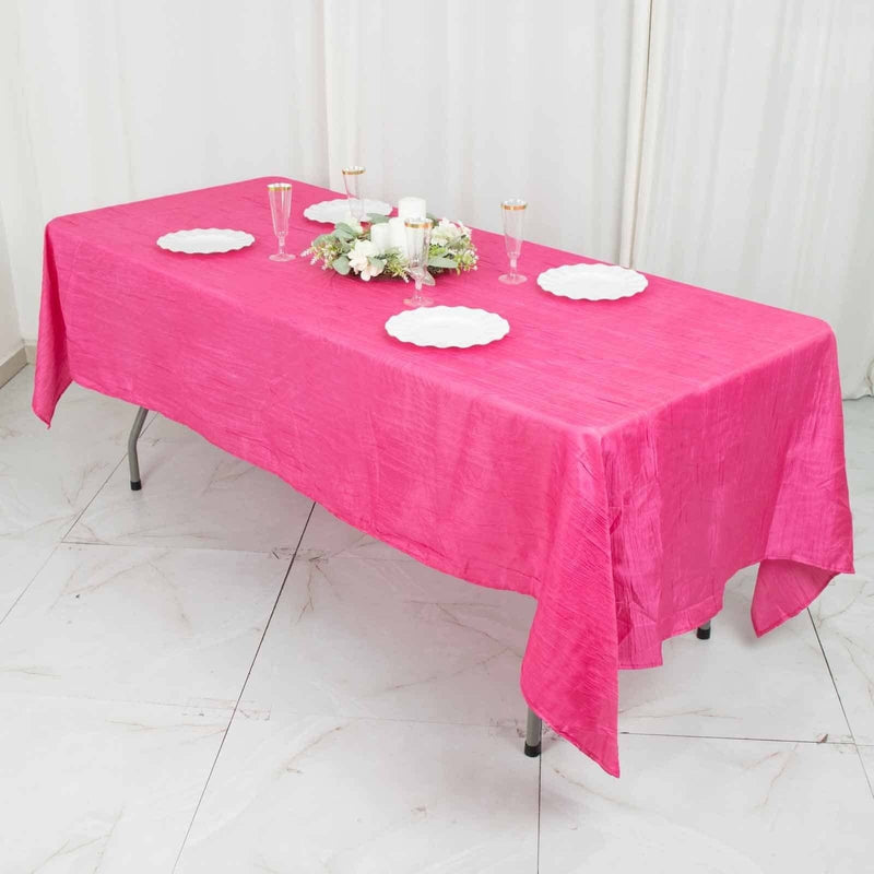 60" x 102" Accordion Metallic Crinkled Taffeta Rectangular Tablecloth