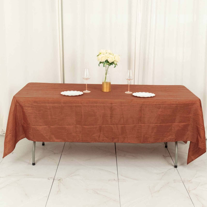 60" x 102" Accordion Metallic Crinkled Taffeta Rectangular Tablecloth