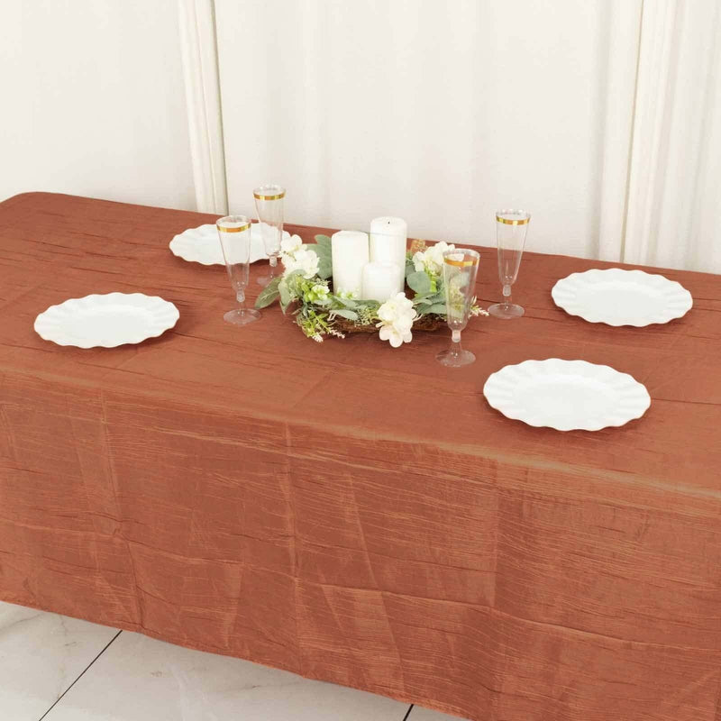 60" x 102" Accordion Metallic Crinkled Taffeta Rectangular Tablecloth
