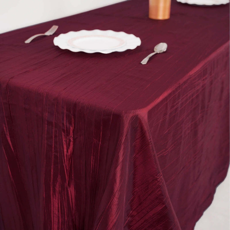 90" x 132" Accordion Metallic Crinkled Taffeta Rectangular Tablecloth