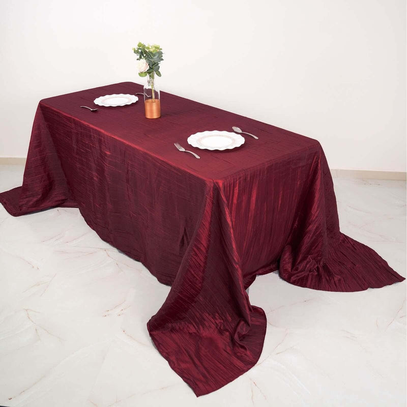 90" x 132" Accordion Metallic Crinkled Taffeta Rectangular Tablecloth