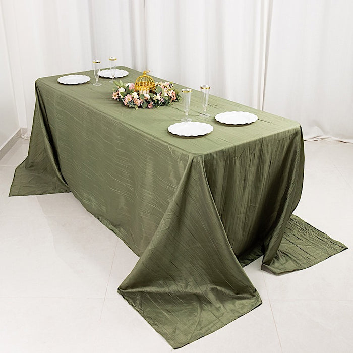 90" x 132" Accordion Metallic Crinkled Taffeta Rectangular Tablecloth