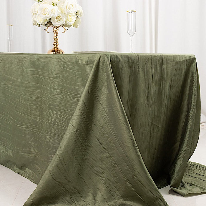 90" x 132" Accordion Metallic Crinkled Taffeta Rectangular Tablecloth