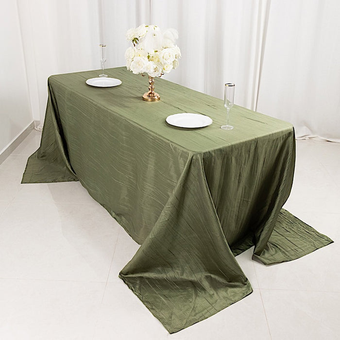 90" x 132" Accordion Metallic Crinkled Taffeta Rectangular Tablecloth