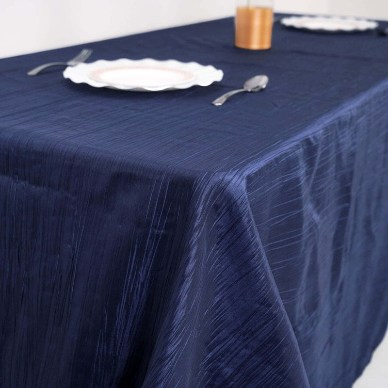 90" x 132" Accordion Metallic Crinkled Taffeta Rectangular Tablecloth