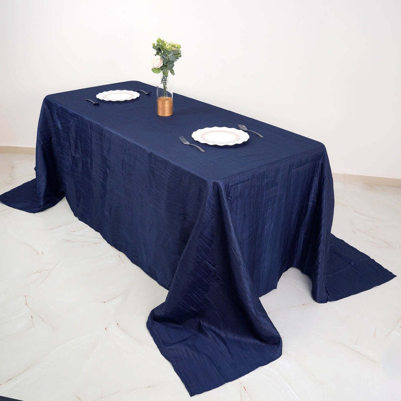 90" x 132" Accordion Metallic Crinkled Taffeta Rectangular Tablecloth