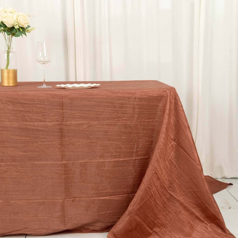90" x 132" Accordion Metallic Crinkled Taffeta Rectangular Tablecloth
