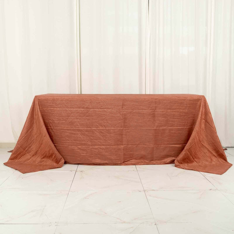 90" x 132" Accordion Metallic Crinkled Taffeta Rectangular Tablecloth