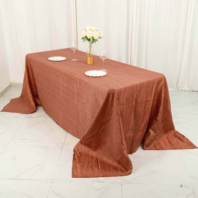 90" x 132" Accordion Metallic Crinkled Taffeta Rectangular Tablecloth
