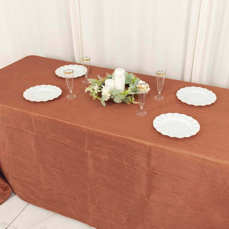 90" x 132" Accordion Metallic Crinkled Taffeta Rectangular Tablecloth
