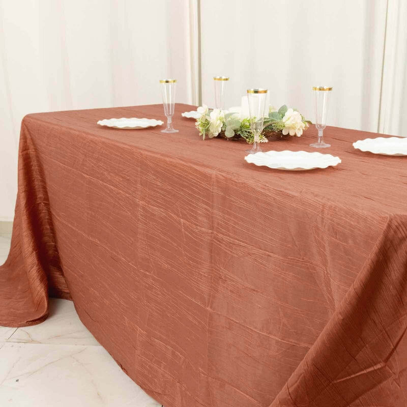 90" x 132" Accordion Metallic Crinkled Taffeta Rectangular Tablecloth
