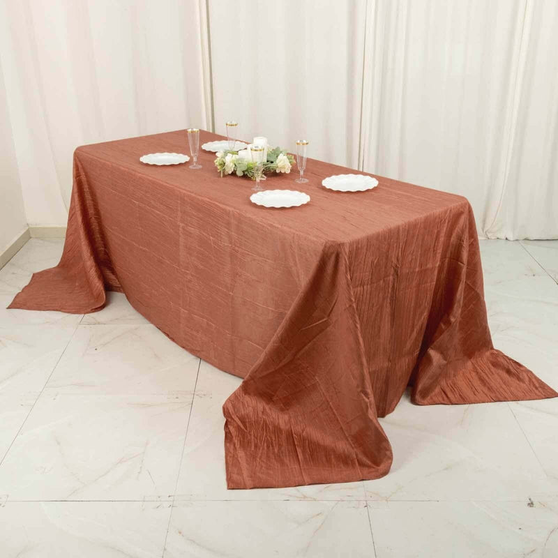90" x 132" Accordion Metallic Crinkled Taffeta Rectangular Tablecloth