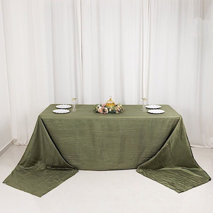 90" x 156" Accordion Metallic Crinkled Taffeta Rectangular Tablecloth