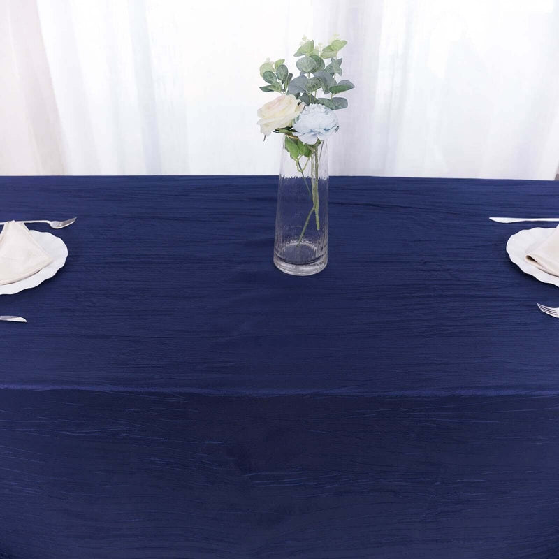 90" x 156" Accordion Metallic Crinkled Taffeta Rectangular Tablecloth