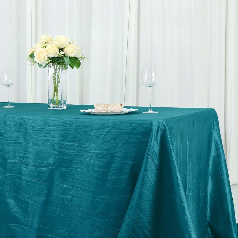 90" x 156" Accordion Metallic Crinkled Taffeta Rectangular Tablecloth