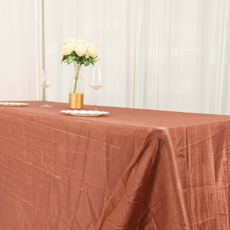 90" x 156" Accordion Metallic Crinkled Taffeta Rectangular Tablecloth