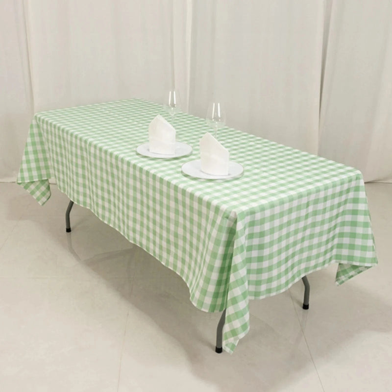 60" x 102" Checkered Gingham Polyester Tablecloth