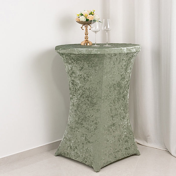 Crushed Velvet Stretch Fitted Round Highboy Cocktail Table Cover