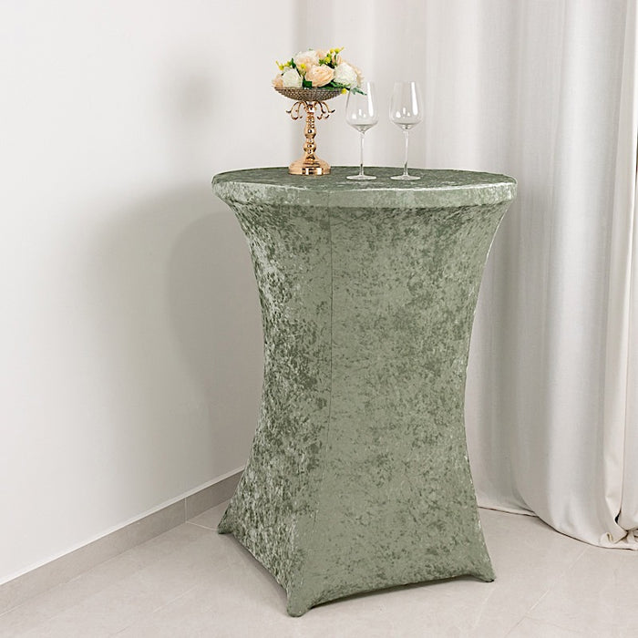 Crushed Velvet Stretch Fitted Round Highboy Cocktail Table Cover