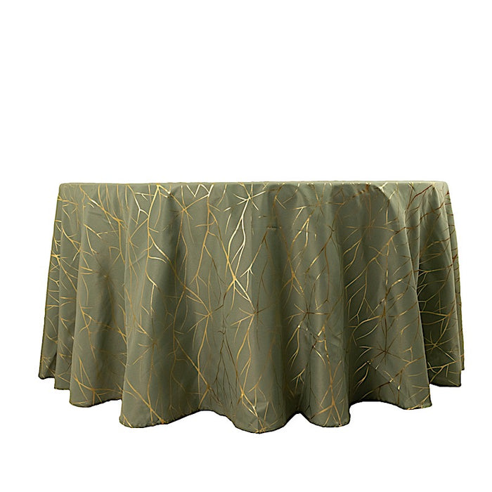 120" Polyester Round Tablecloth with Metallic Geometric Pattern