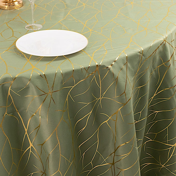 120" Polyester Round Tablecloth with Metallic Geometric Pattern