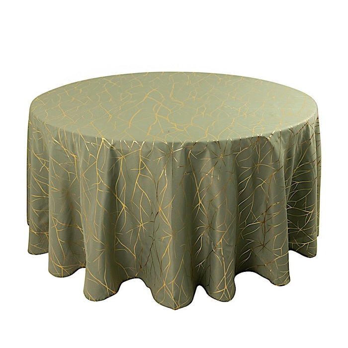 120" Polyester Round Tablecloth with Metallic Geometric Pattern