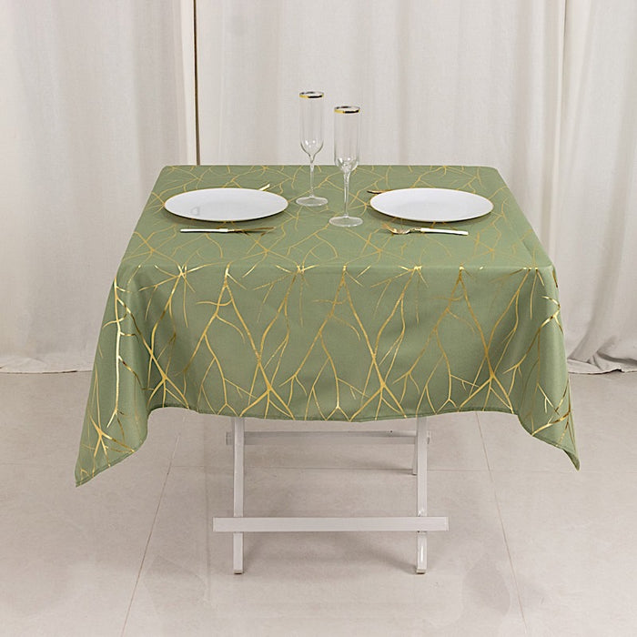 54"x54" Polyester Square Table Overlay with Metallic Geometric Pattern