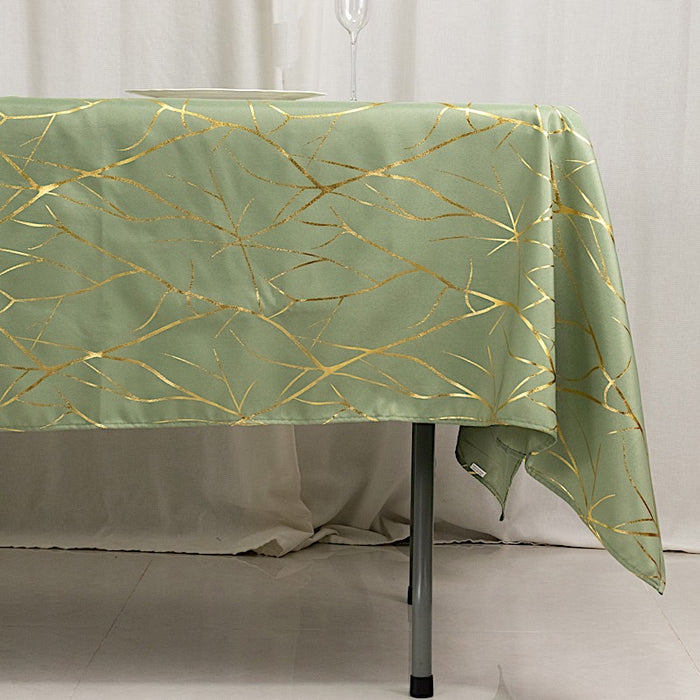 60"x102" Polyester Rectangular Tablecloth with Metallic Geometric Pattern