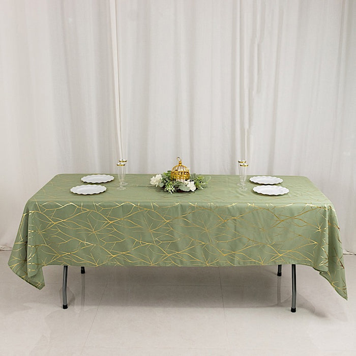 60"x102" Polyester Rectangular Tablecloth with Metallic Geometric Pattern