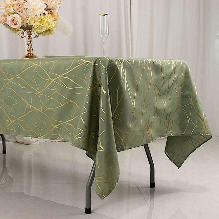 60"x102" Polyester Rectangular Tablecloth with Metallic Geometric Pattern