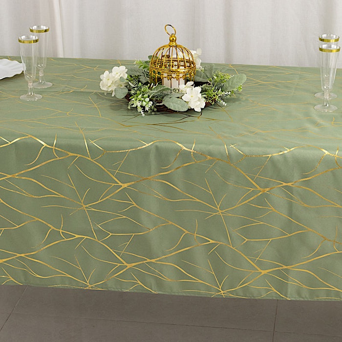 60"x102" Polyester Rectangular Tablecloth with Metallic Geometric Pattern