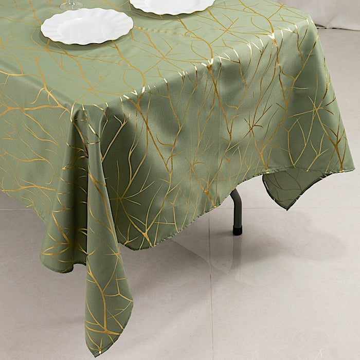 60"x102" Polyester Rectangular Tablecloth with Metallic Geometric Pattern