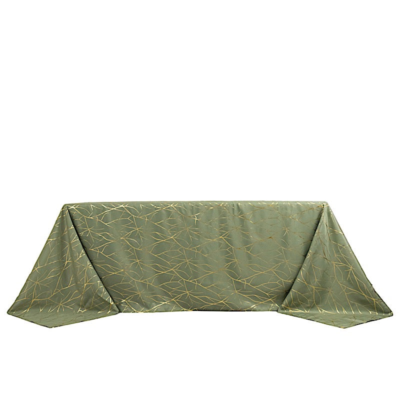 90"x132" Polyester Rectangular Tablecloth with Metallic Geometric Pattern