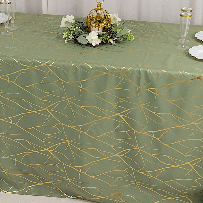 90"x132" Polyester Rectangular Tablecloth with Metallic Geometric Pattern