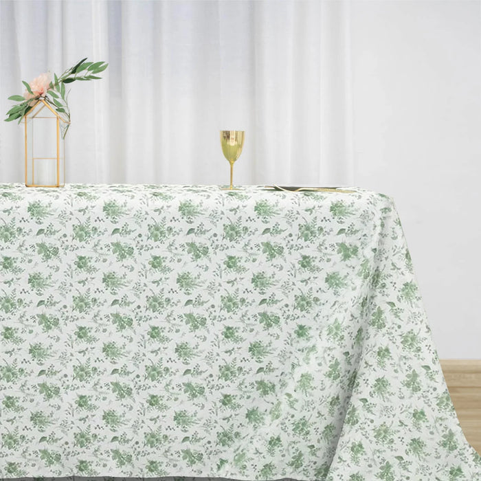 90" x 132" Floral Polyester Rectangular Tablecloth - Dusty Sage Green