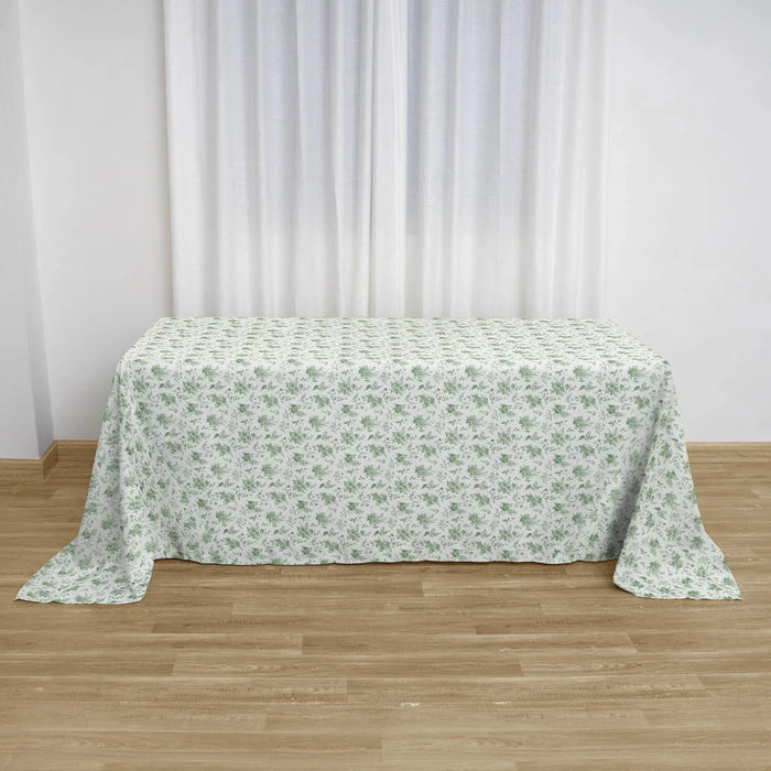 90" x 132" Floral Polyester Rectangular Tablecloth - Dusty Sage Green