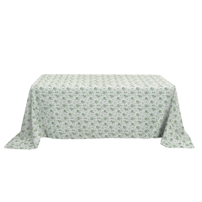 90" x 132" Floral Polyester Rectangular Tablecloth - Dusty Sage Green