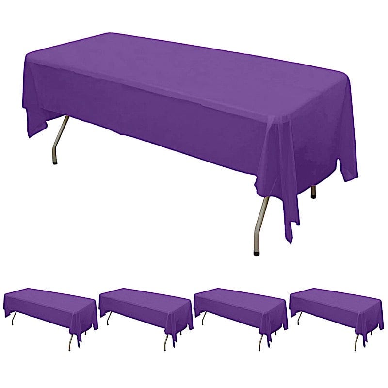 5 pcs 54x108" Disposable Plastic Table Covers Tablecloths